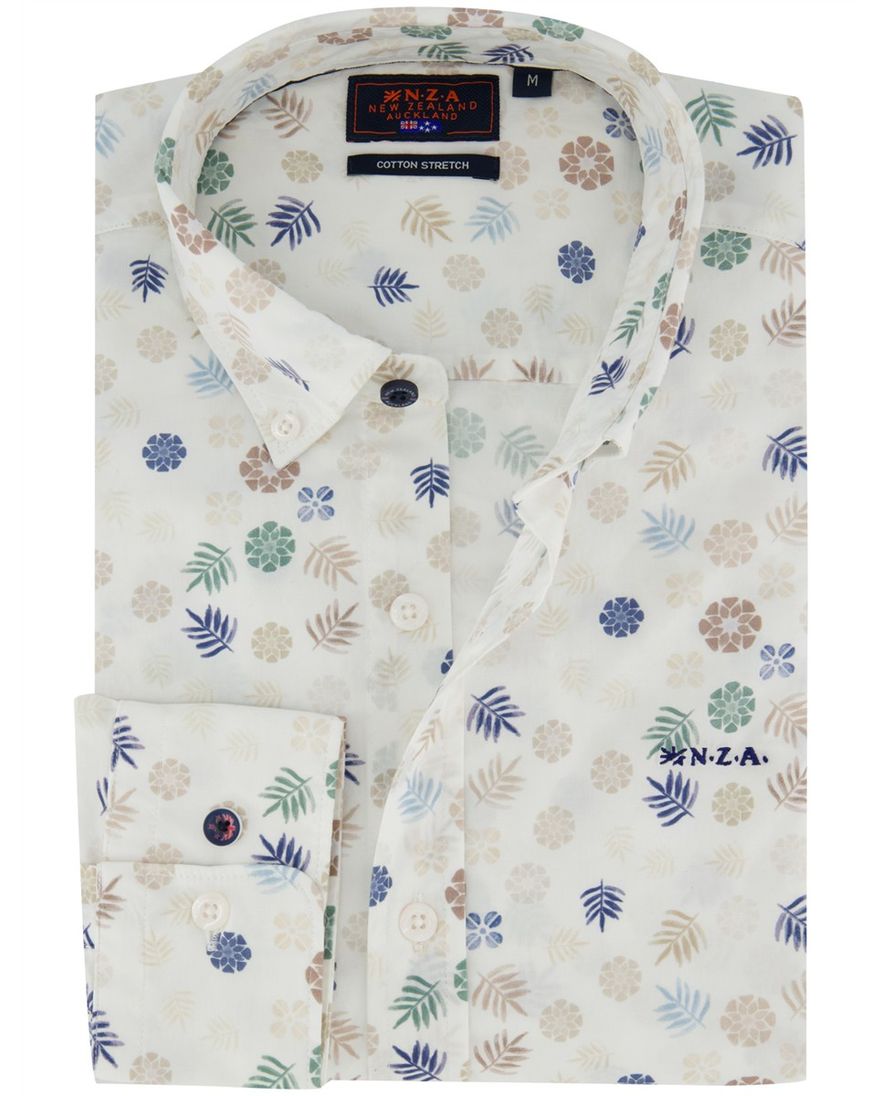 Beige geprint overhemd New Zealand normale fit