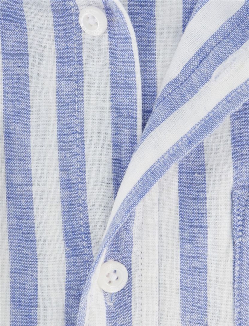 Overhemd New Zealand blauw gestreept normale fit borstzak