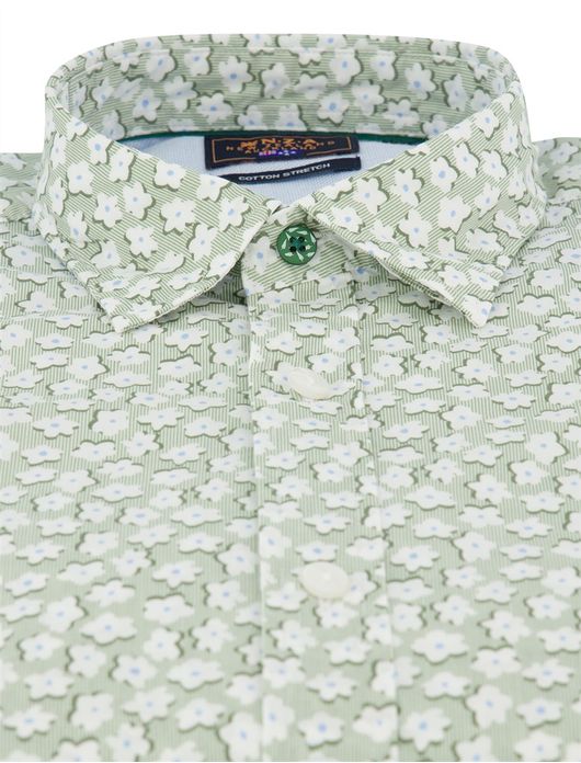 New Zealand overhemd lichtgroen geprint bloemen