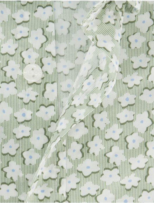 New Zealand overhemd lichtgroen geprint bloemen