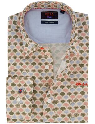 New Zealand groen overhemd geprint New Zealand normale fit