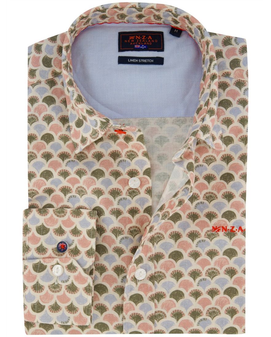 groen overhemd geprint New Zealand normale fit