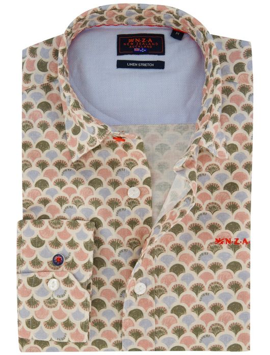 New Zealand overhemd groen geprint normale fit