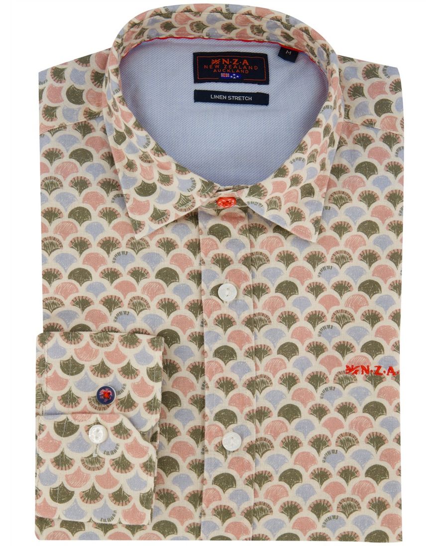 groen overhemd geprint New Zealand normale fit