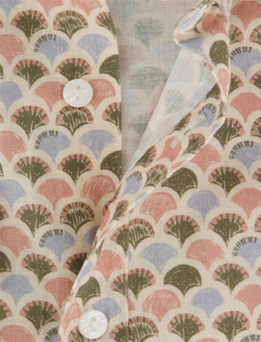 Overhemd New Zealand groen roze printje normale fit