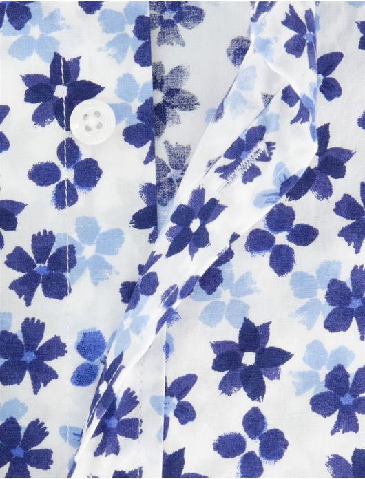 New Zealand overhemd blauw geprint bloemen