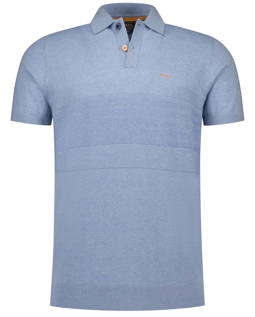 Lichtblauwe polo New Zealand korte mouw 2 knoops
