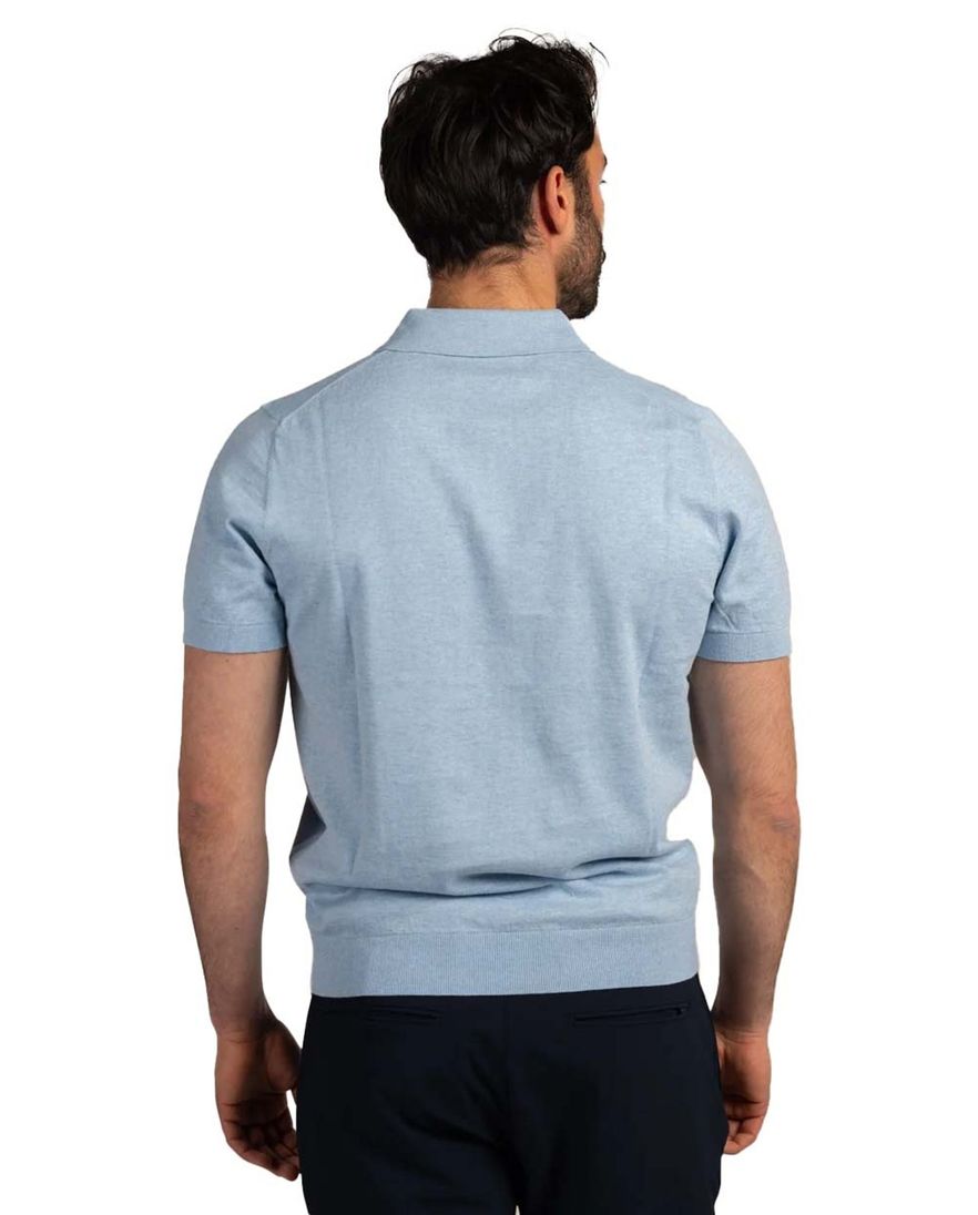 Lichtblauwe polo New Zealand korte mouw 2 knoops