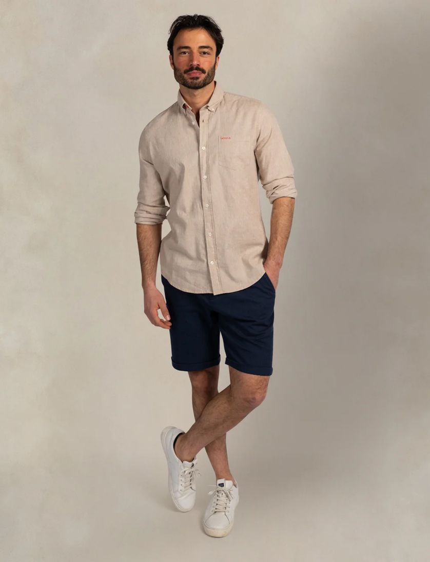 Beige linnen casual overhemd New Zealand