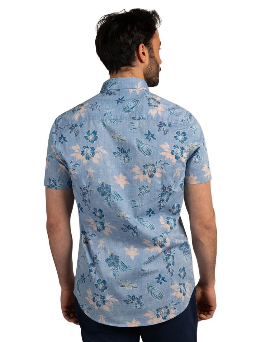 Blauwe geprint casual overhemd New Zealand katoen