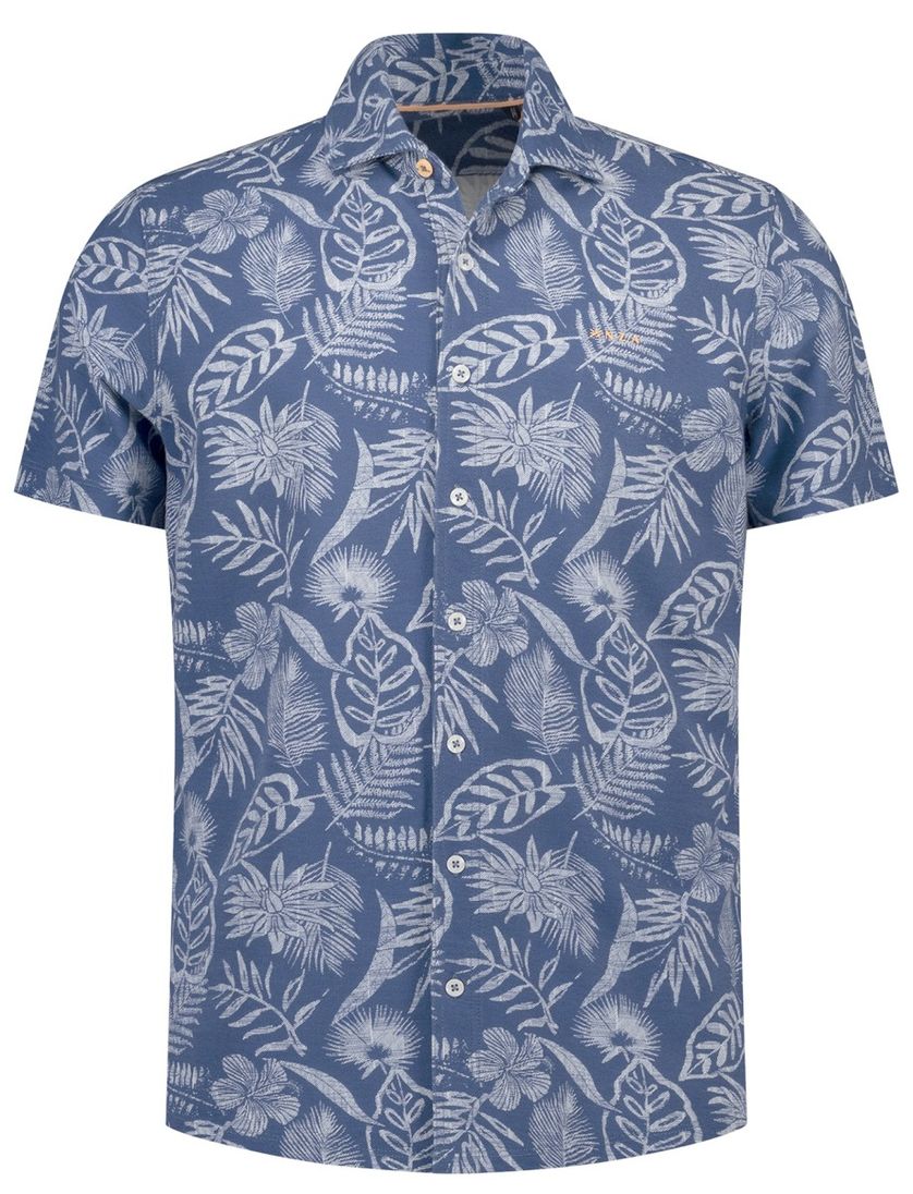 Blauwe geprint casual overhemd New Zealand