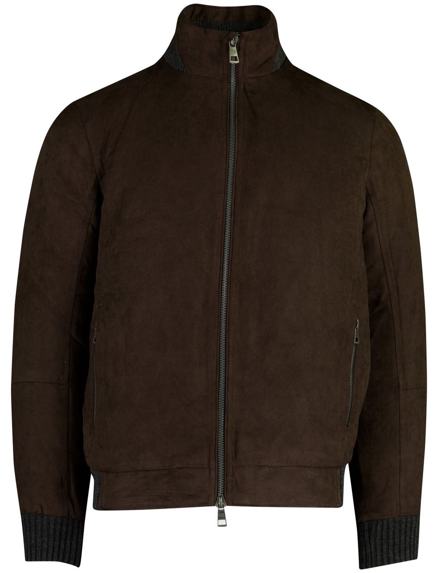 Pierre Cardin Tussenjas bruin suede look gevoerd