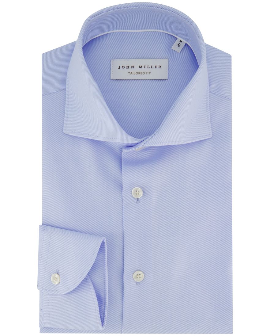 Tailored fit John miller overhemd lichtblauw strijkvrij