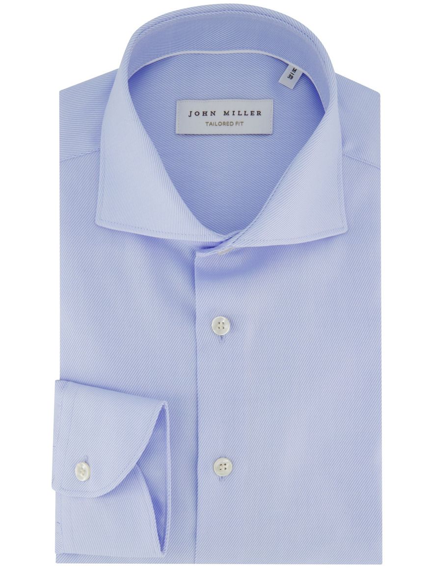 Tailored fit John miller overhemd lichtblauw strijkvrij