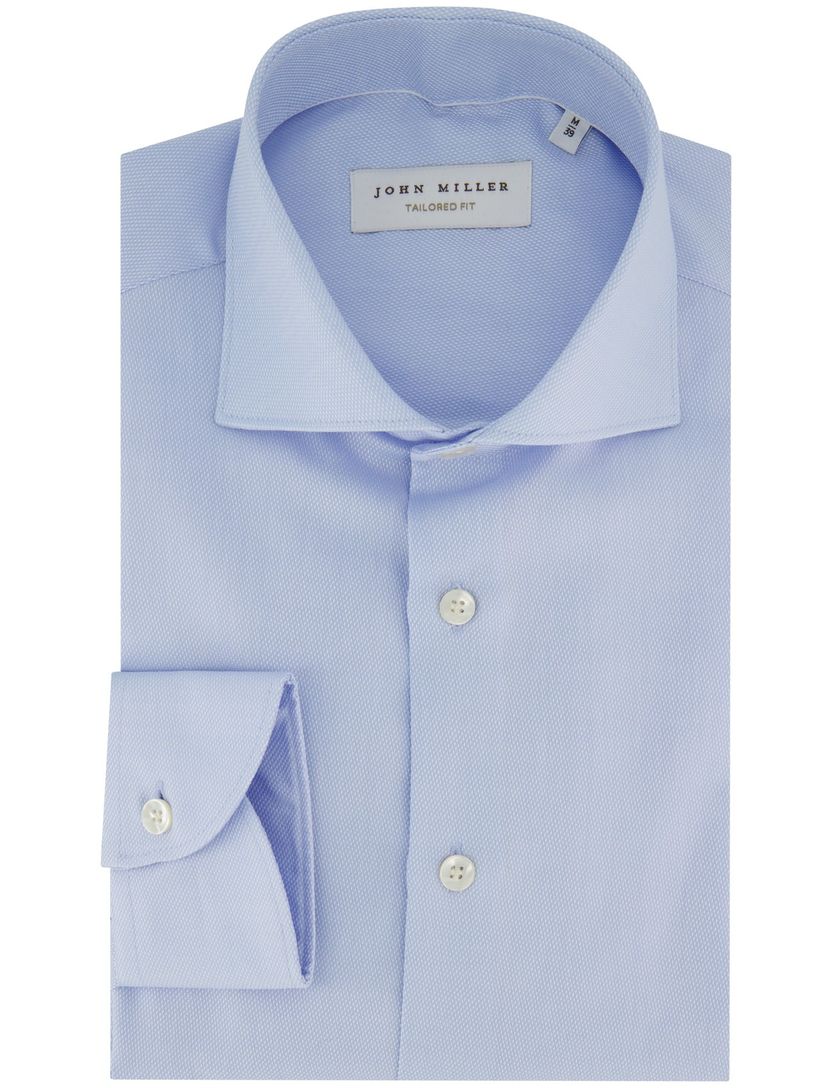 Overhemd John Miller Tailored Fit Lichtblauw strijkvrij effen