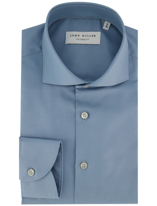 John Miller overhemd tailored fit blauw wide spread