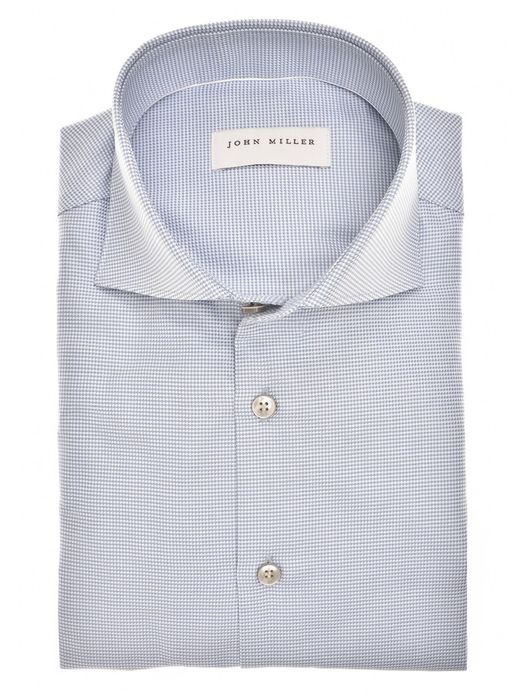 John Miller Tailored Fit overhemd blauw wide spread boord