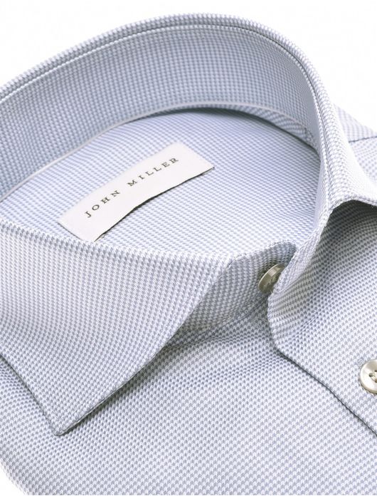 John Miller Tailored Fit overhemd blauw wide spread boord