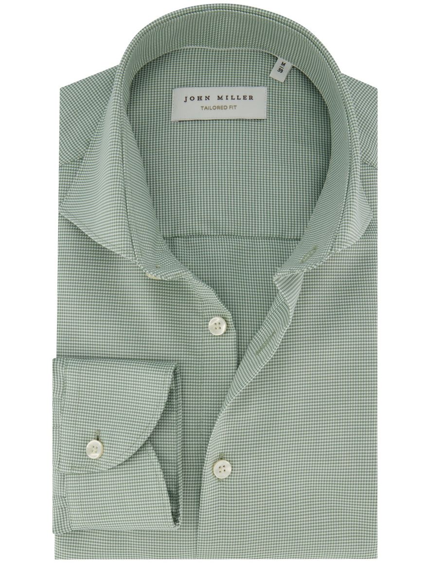 Geruit groen overhemd John Miller tailored fit strijkvrij