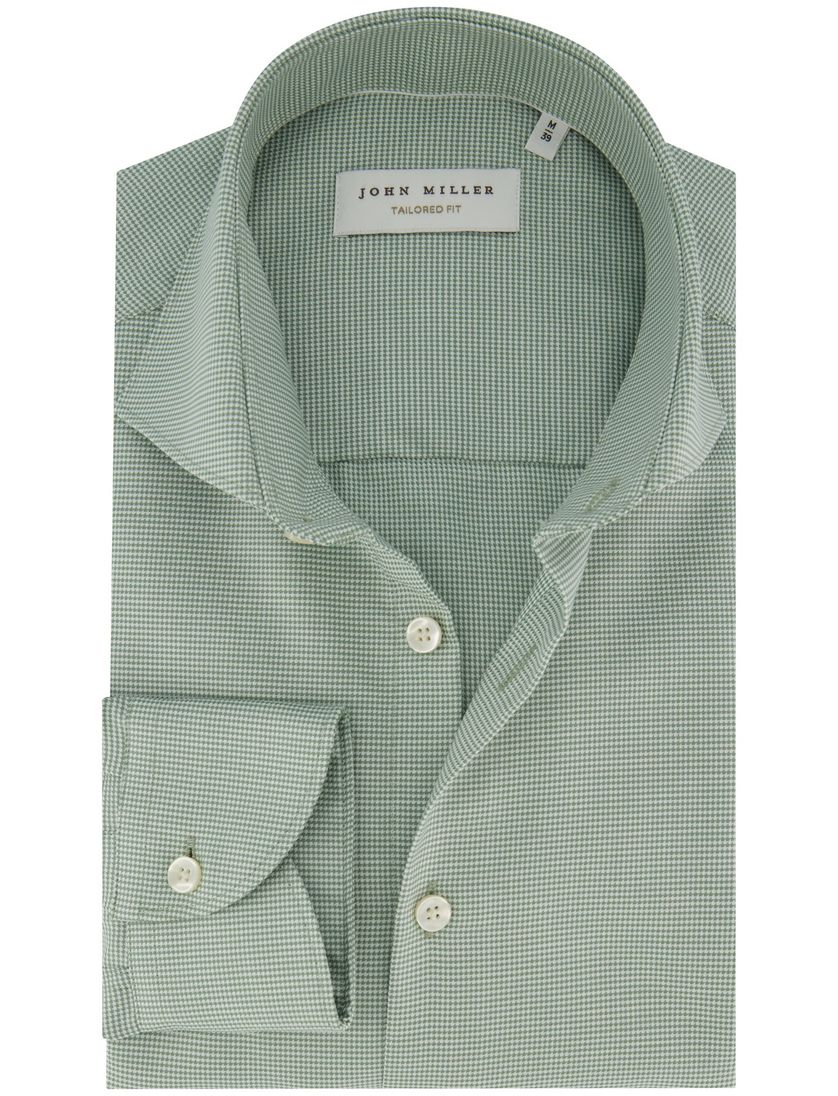 Overhemd groen geruit John Miller strijkvrij
