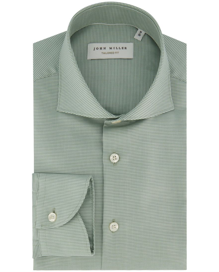 Geruit groen overhemd John Miller tailored fit strijkvrij