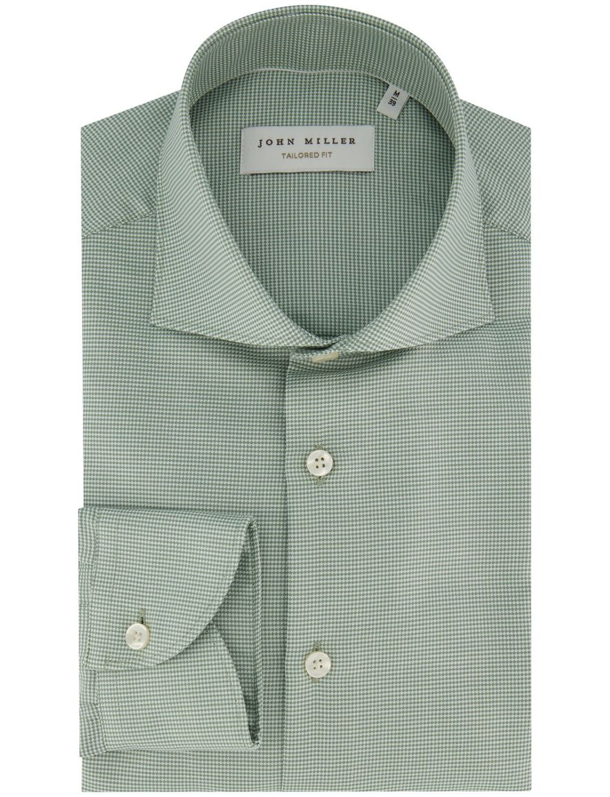 Geruit groen overhemd John Miller tailored fit strijkvrij