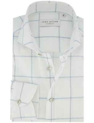 John Miller John miller overhemd tailored fit wit geruit