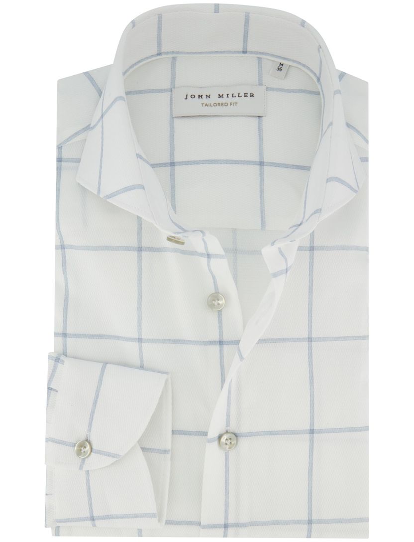 Overhemd John Miller wit geruit overhemd