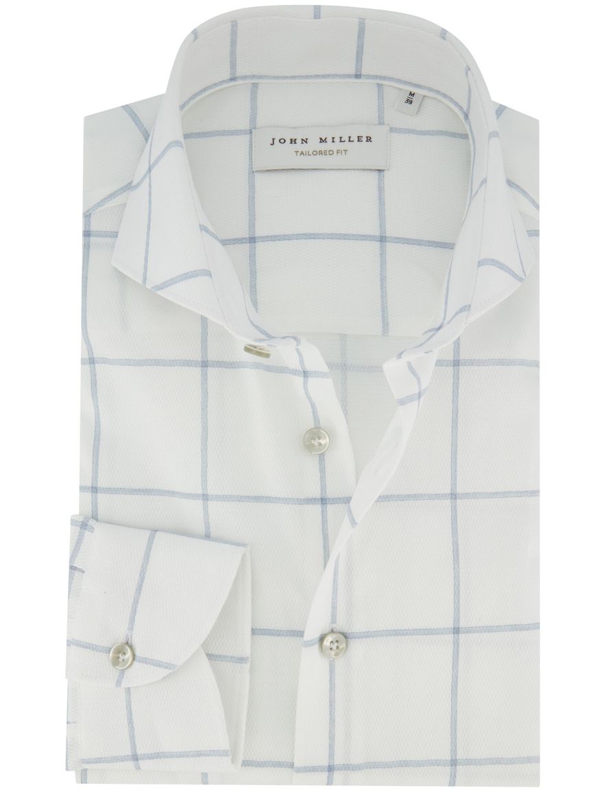 wit geruit overhemd John Miller tailored fit