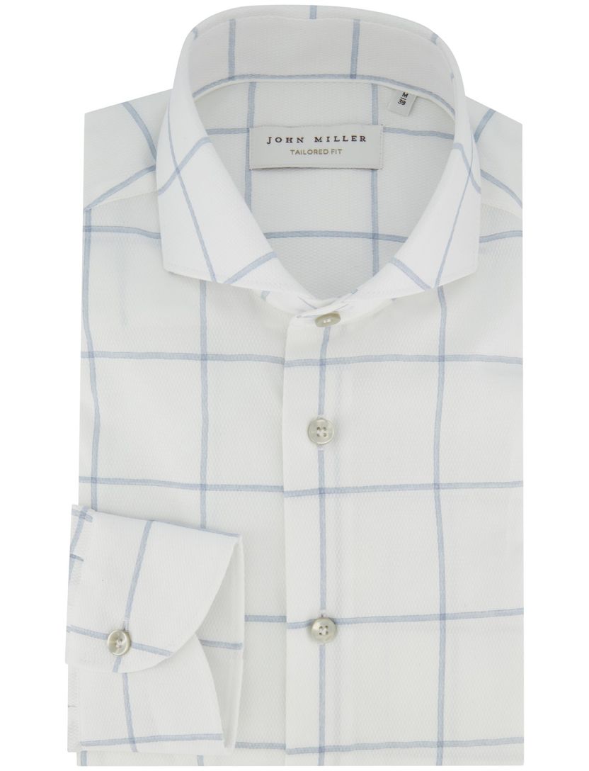 Overhemd John Miller wit geruit overhemd