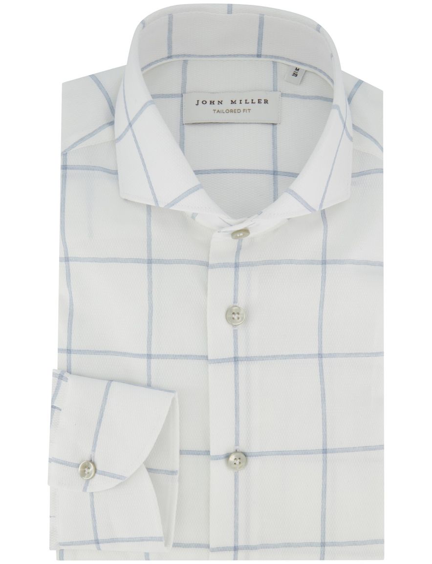 wit geruit overhemd John Miller tailored fit