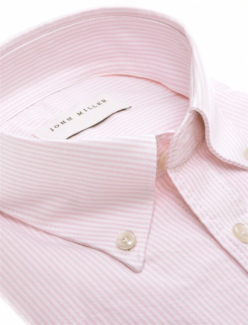 Roze wit overhemd gestreept John Miller Tailored Fit