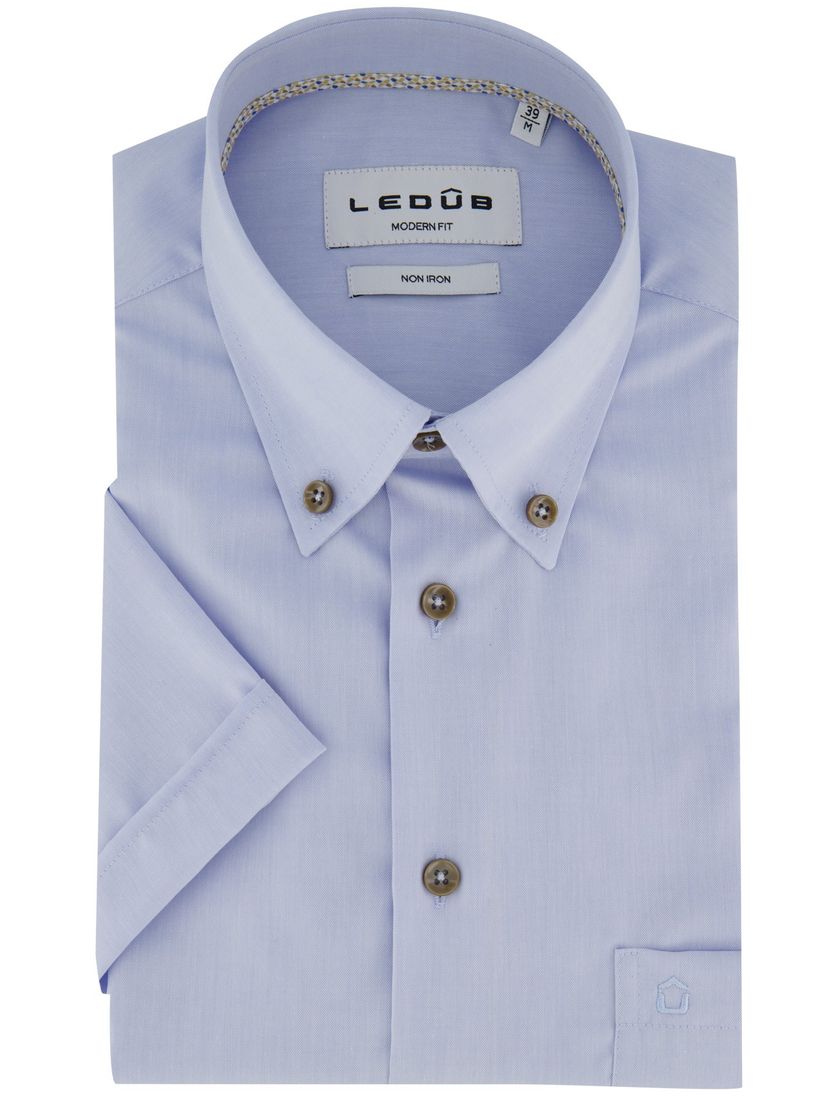 Strijkvrij overhemd lichtblauw Ledub Modern Fit button-down collar