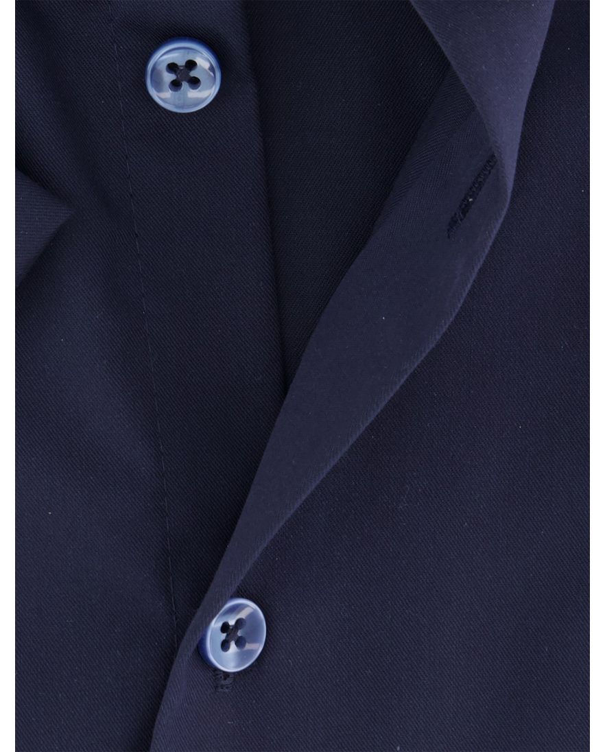 Overhemd navy Ledub modern fit korte mouw donkerblauwe knopen