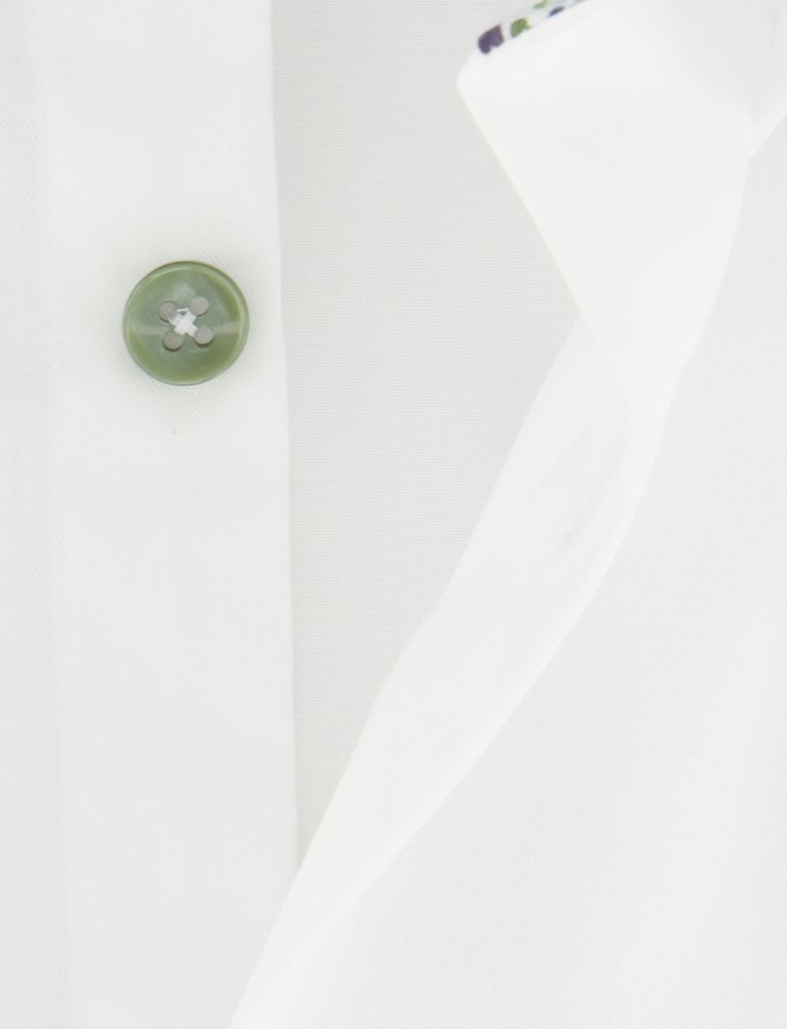 Overhemd Ledub Modern Fit korte mouw wit katoen strijkvrij