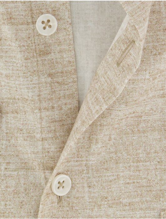 Ledub overhemd beige korte mouw Modern Fit