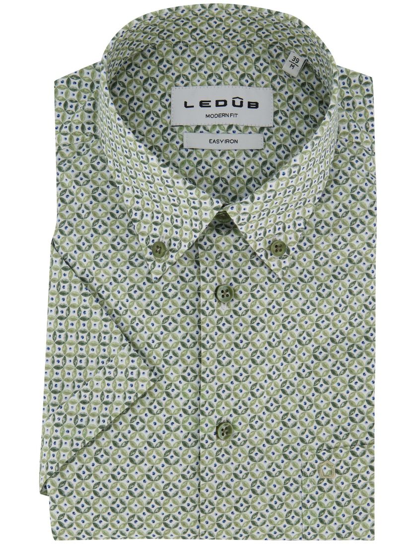 Modern fit groen geprint overhemd Ledub 100% katoen