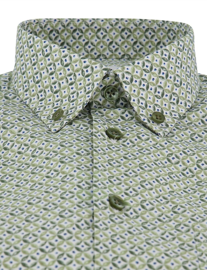 Modern fit groen geprint overhemd Ledub 100% katoen