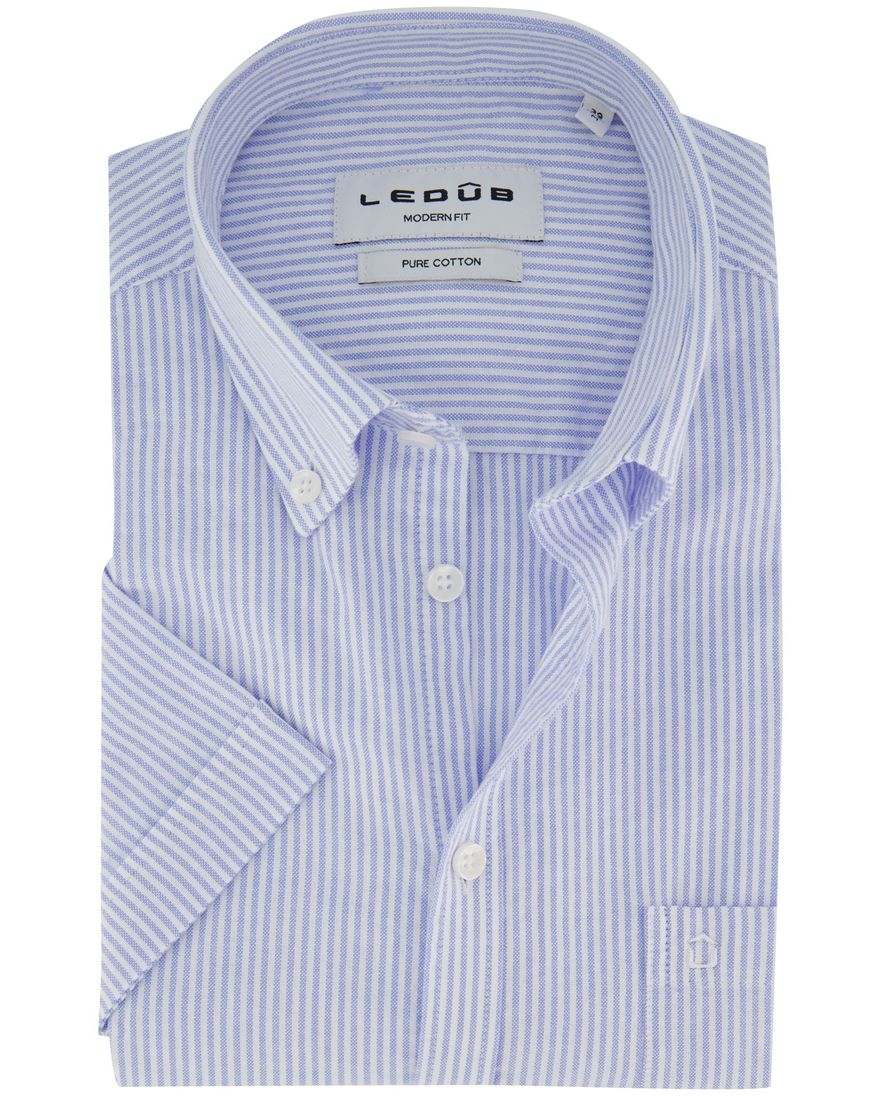 Overhemd blauw strepen Ledub pure cotton button-down collar
