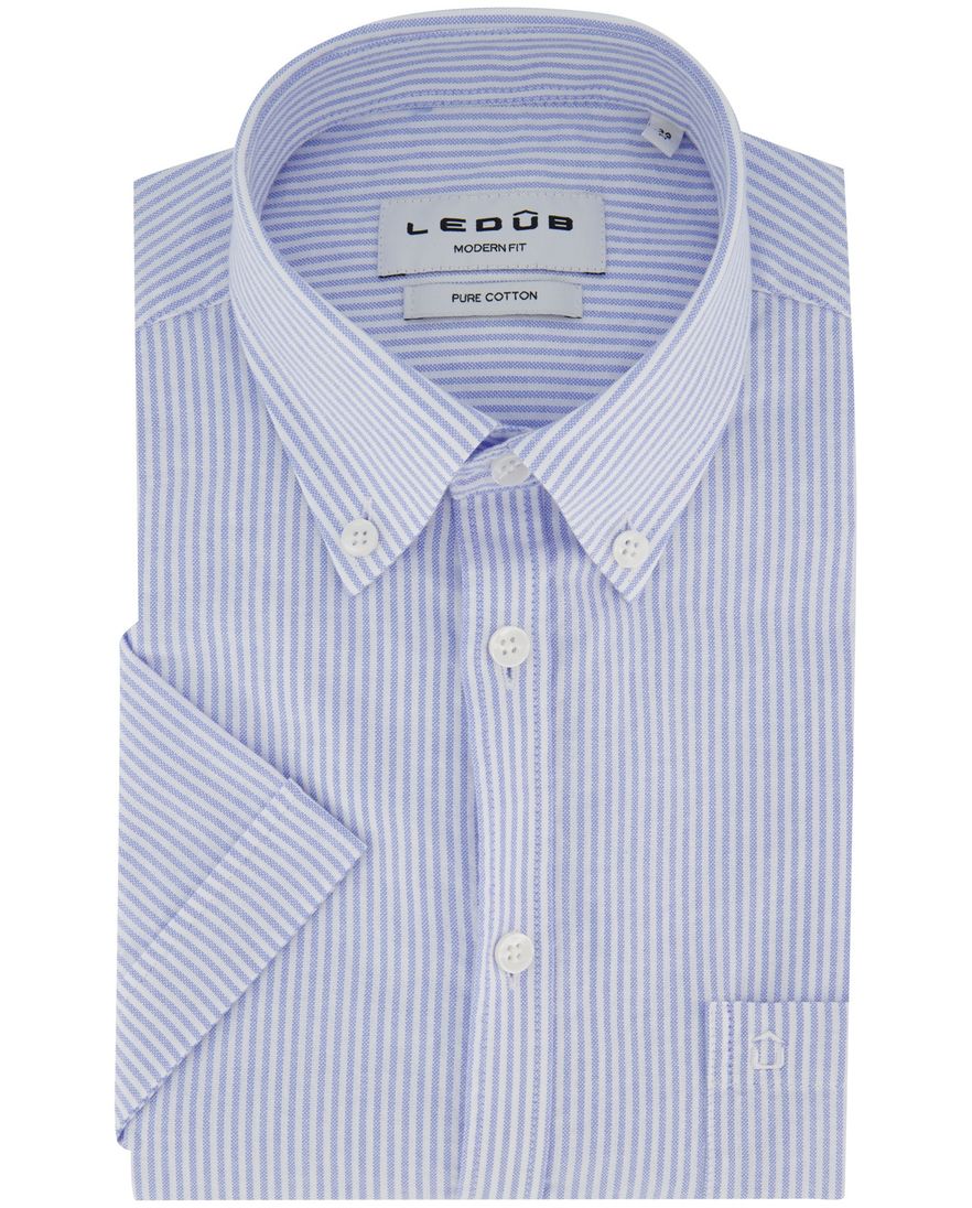 Overhemd blauw strepen Ledub pure cotton button-down collar