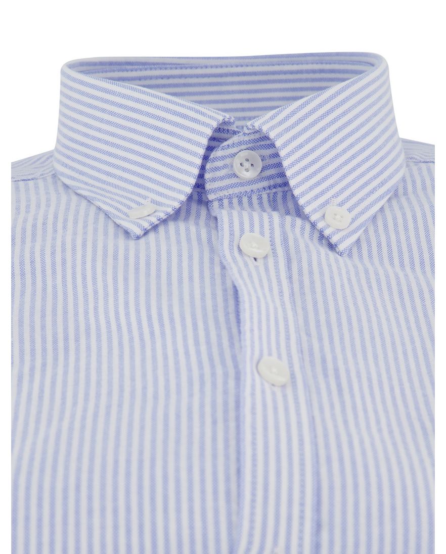 Overhemd blauw strepen Ledub pure cotton button-down collar
