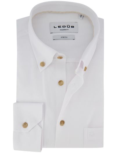 Ledub Wit overhemd Ledub met stretch