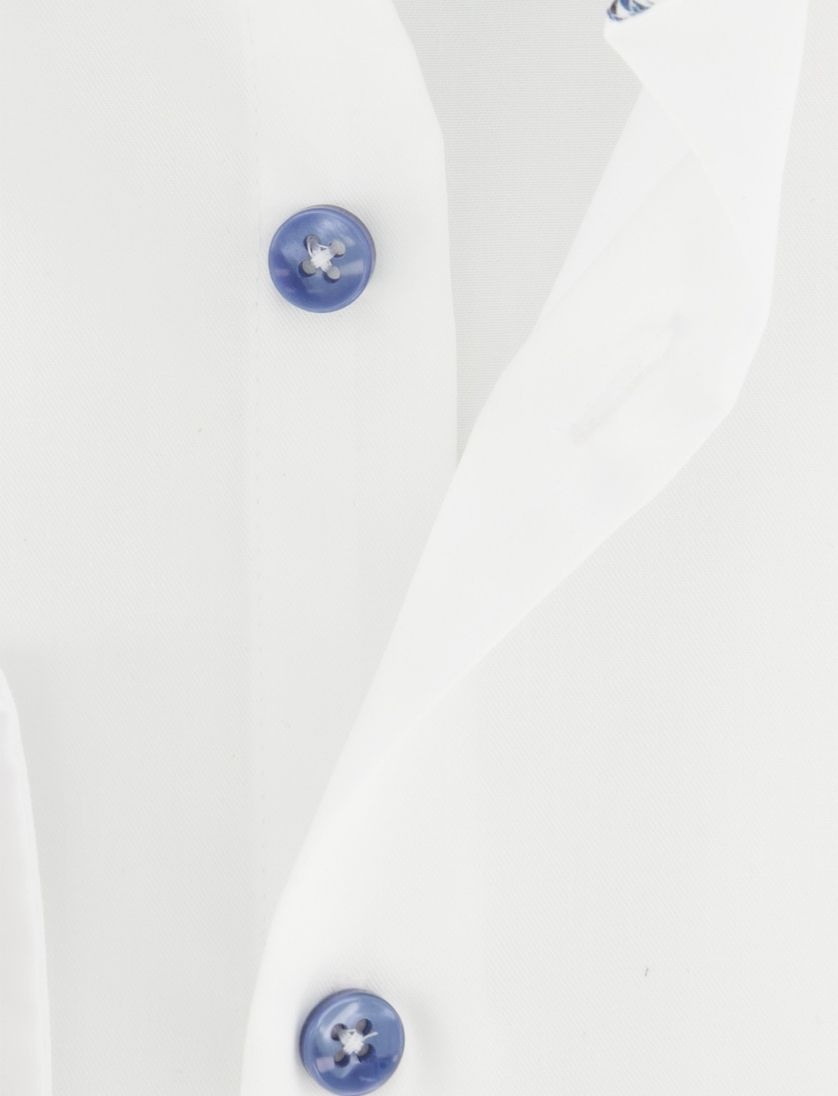Overhemd blauw knoopjes wit ledub modern fit strijkvrij
