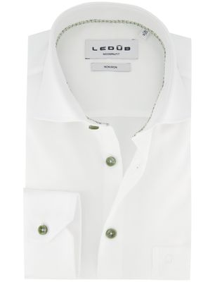 Ledub Wit overhemd ledub normale fit strijkvrij wide spread boord