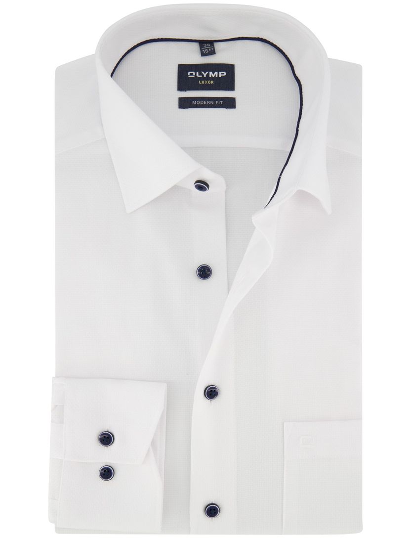 Strijkvrij OLYMP Modern Fit overhemd wit mouwlengte 7