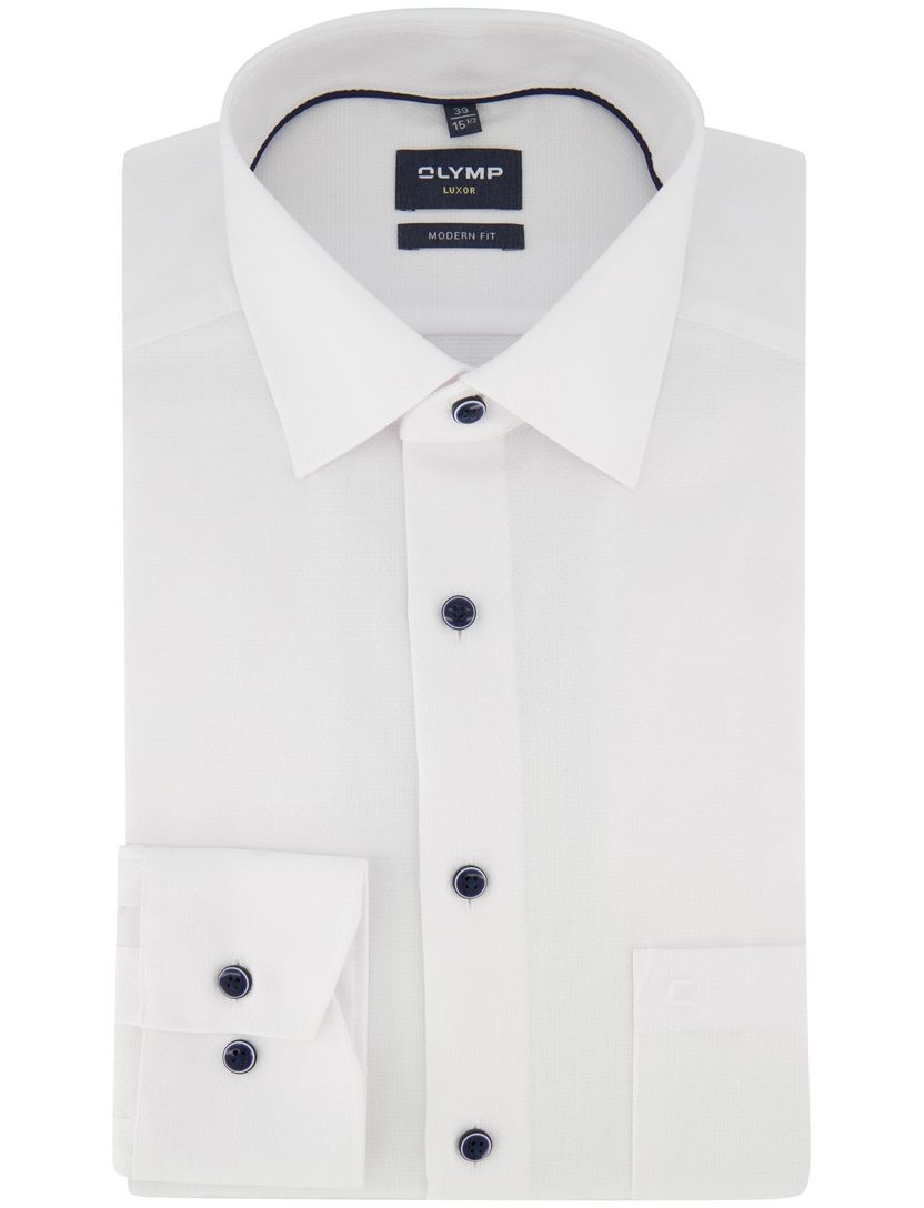 Strijkvrij OLYMP Modern Fit overhemd wit mouwlengte 7