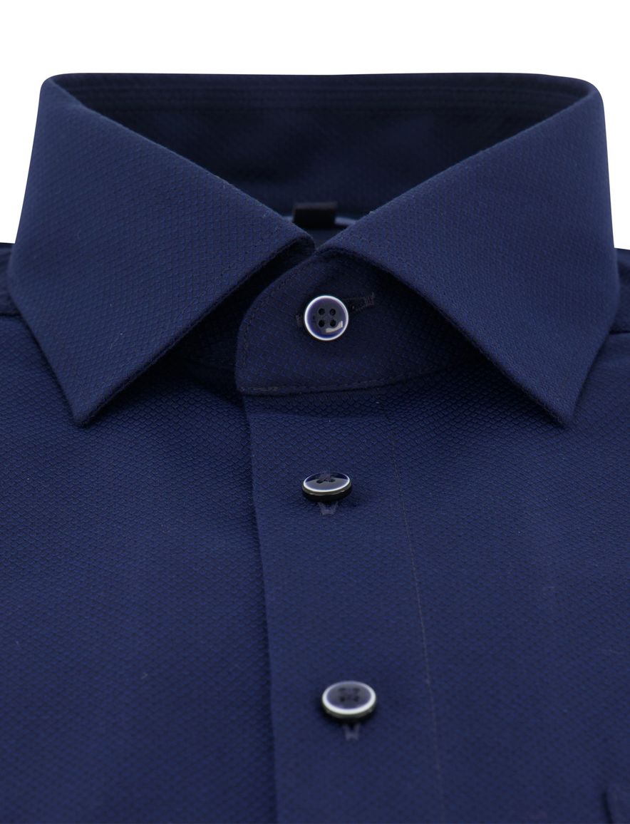 Overhemd OLYMP Modern Fit donkerblauw strijkvrij mouwlengte 7