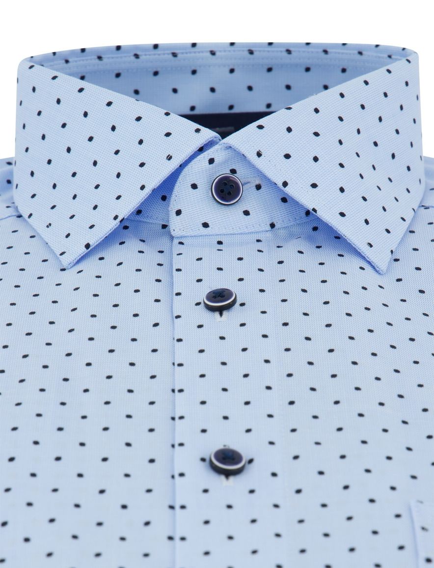 OLYMP Luxor Modern Fit lichtblauw met stip overhemd mouwlengte 7