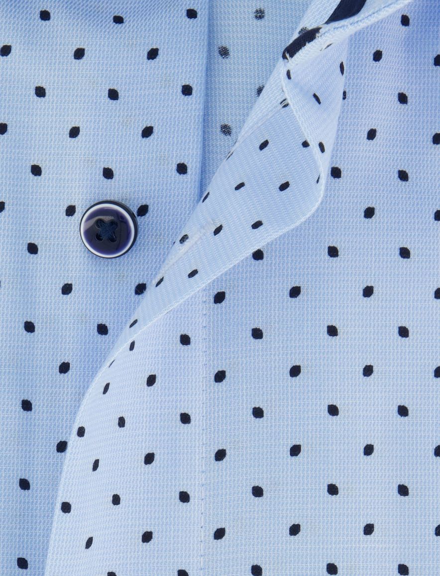 OLYMP Luxor Modern Fit lichtblauw met stip overhemd mouwlengte 7