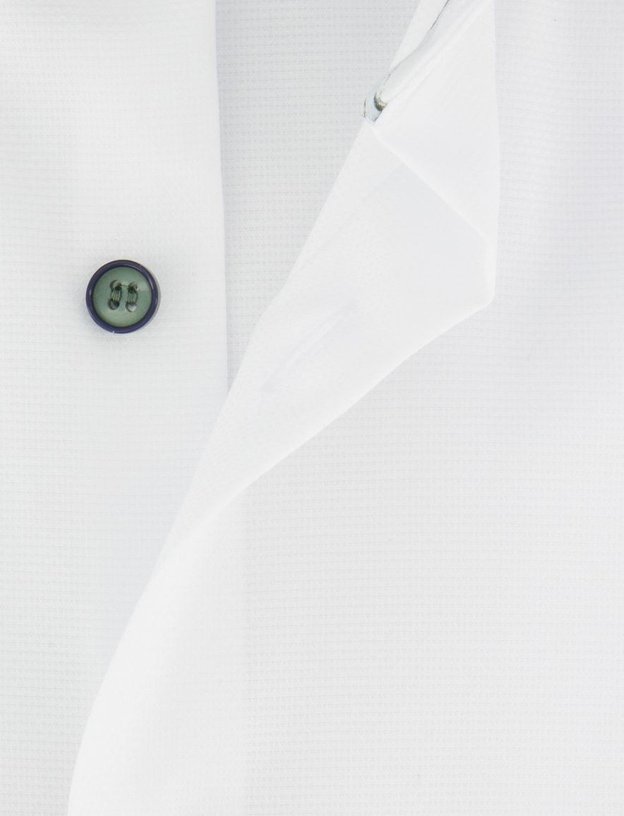 Overhemd wit Olymp body fit met groene knoop mouwlengte 7